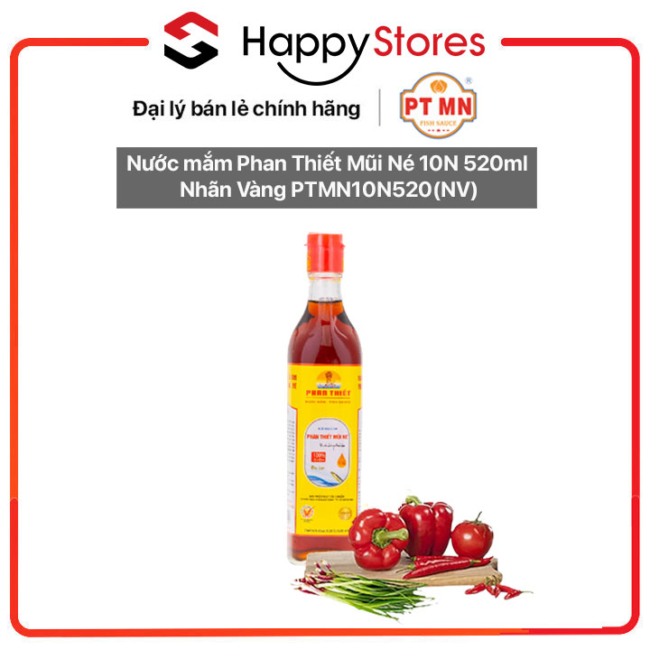 Nước mắm Phan Thiết Mũi Né 10N 520ml Nhãn Vàng - Hàng chính hãng