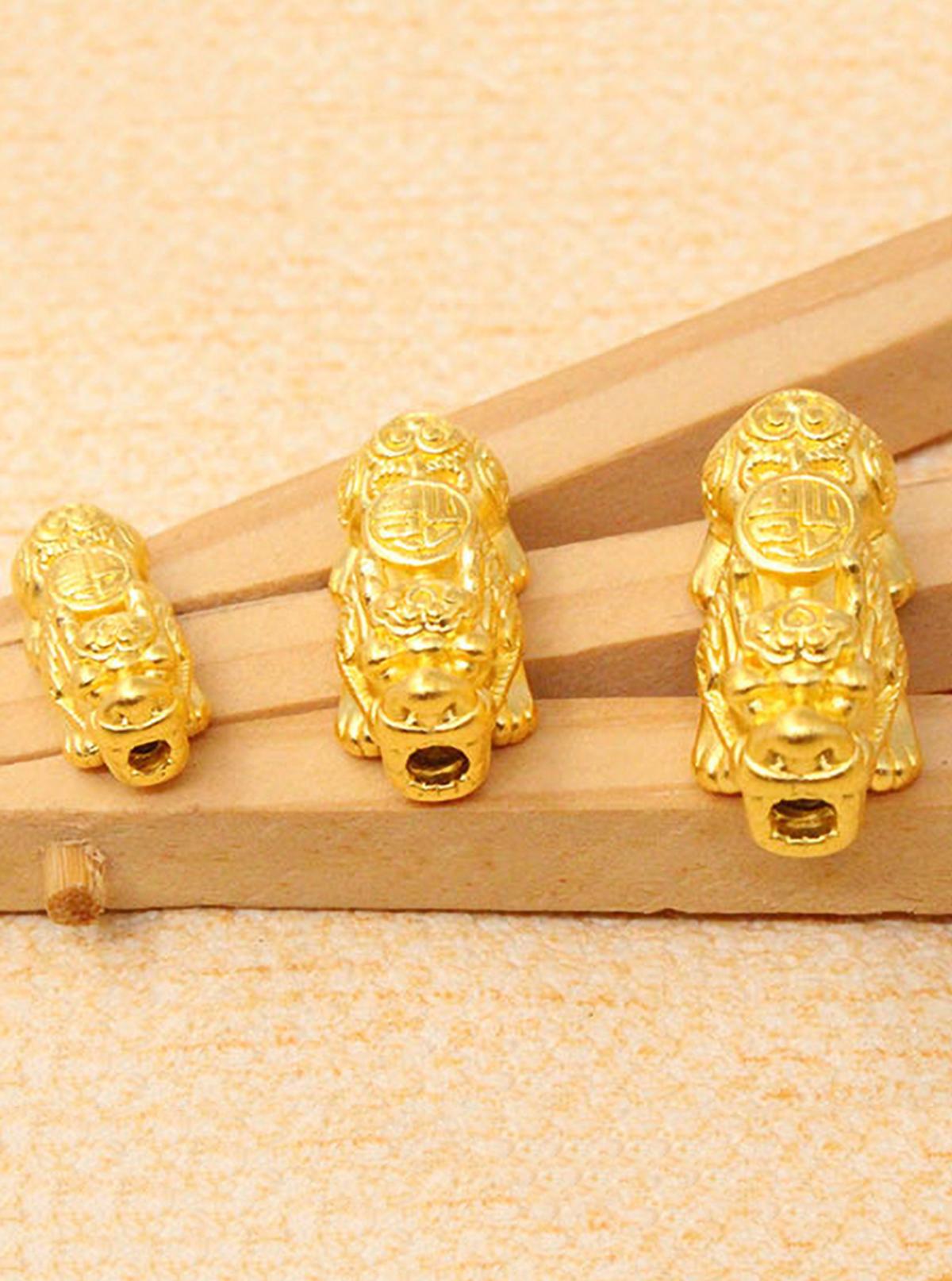 Charm bạc tỳ hưu mạ vàng 24k xỏ ngang - Ngọc Quý Gemstones