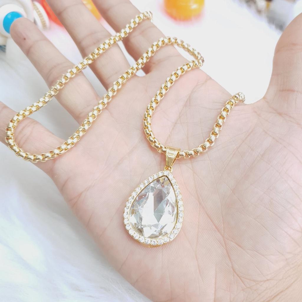 Dây Chuyền Ống Vuông Tượng Ngọc Lớn Titanium Cao Cấp-Dùng lâu dài tắm rửa thoải mái không đen