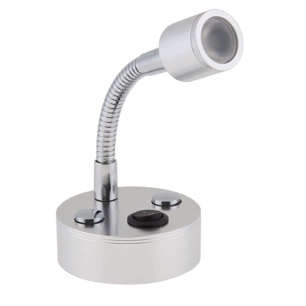 RV Boat 12V 1W LED Bedside Reading Light Wall Surface Mount Silver