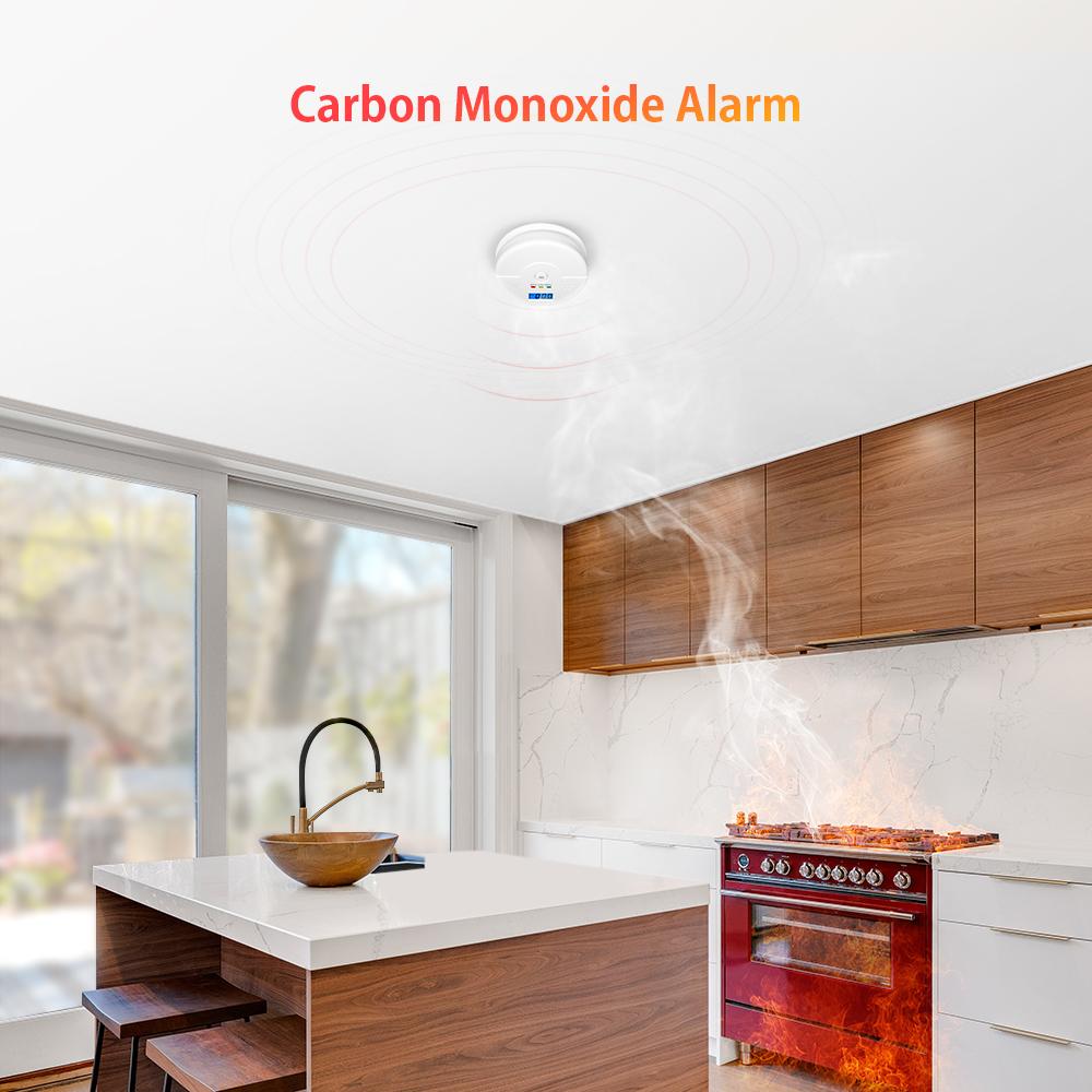 Máy dò khí cảnh báo carbon monoxide màn hình lcd bộ nhớ đỉnh cao 9v cảm biến có dây sử dụng pin 9v