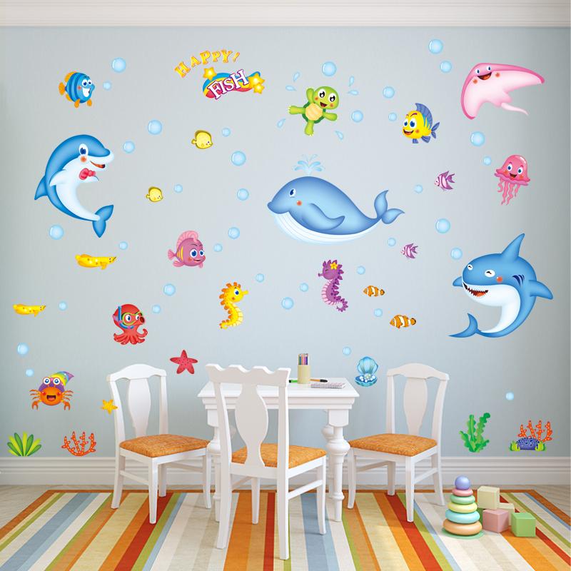 Decal dán tường kết hợp Nàng tiên cá và những người bạn LC7082+XL7159