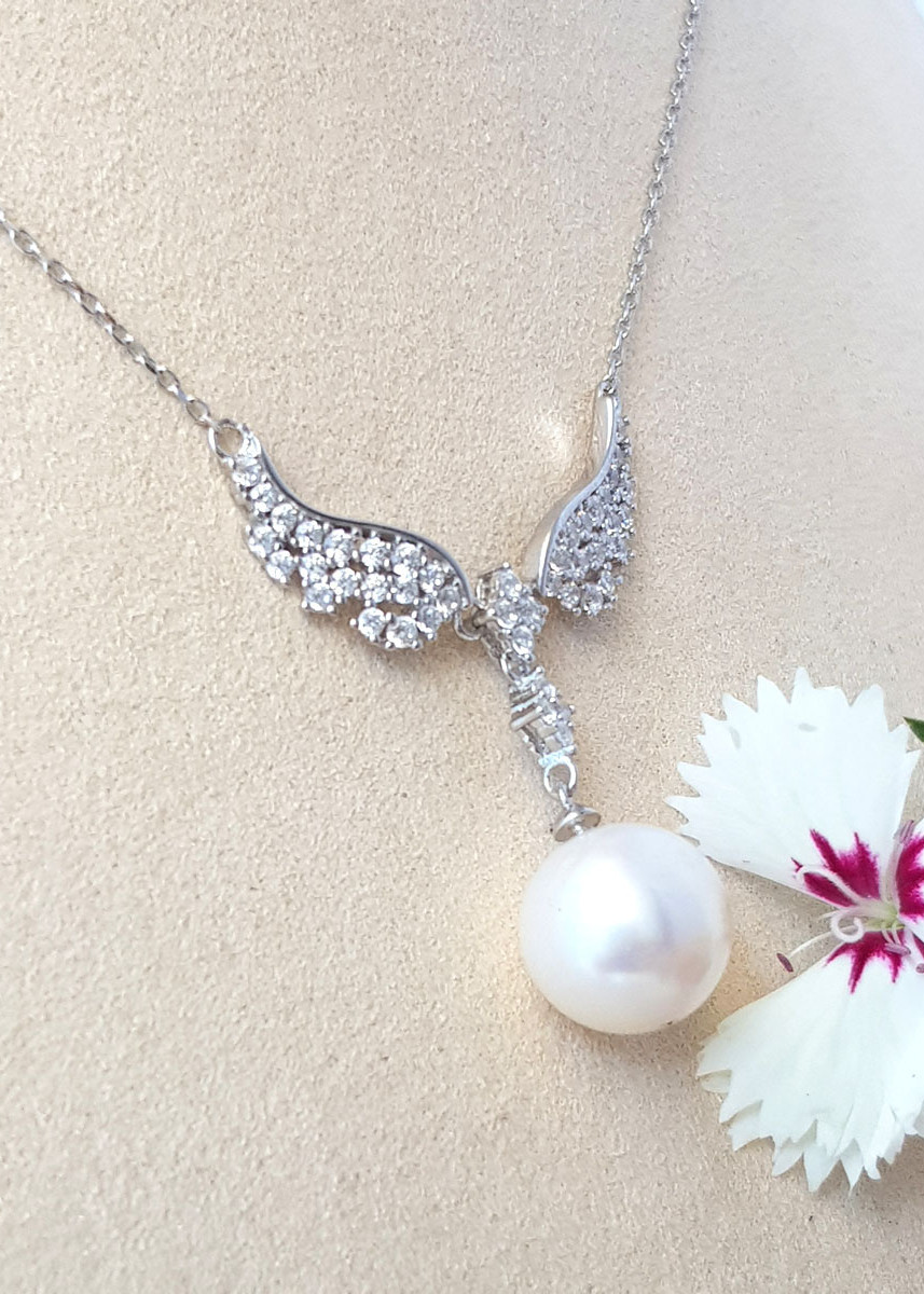 Dây Chuyền Mặt Ngọc Trai Cao Cấp - Đôi Cánh Thiên Thần- Trang Sức Cô Tấm - ANGEL WINGS PEARL - Bạc S925 Nạm Zirco - COTAM0506 + Tặng Kèm Phụ Kiện Bảo Dưỡng