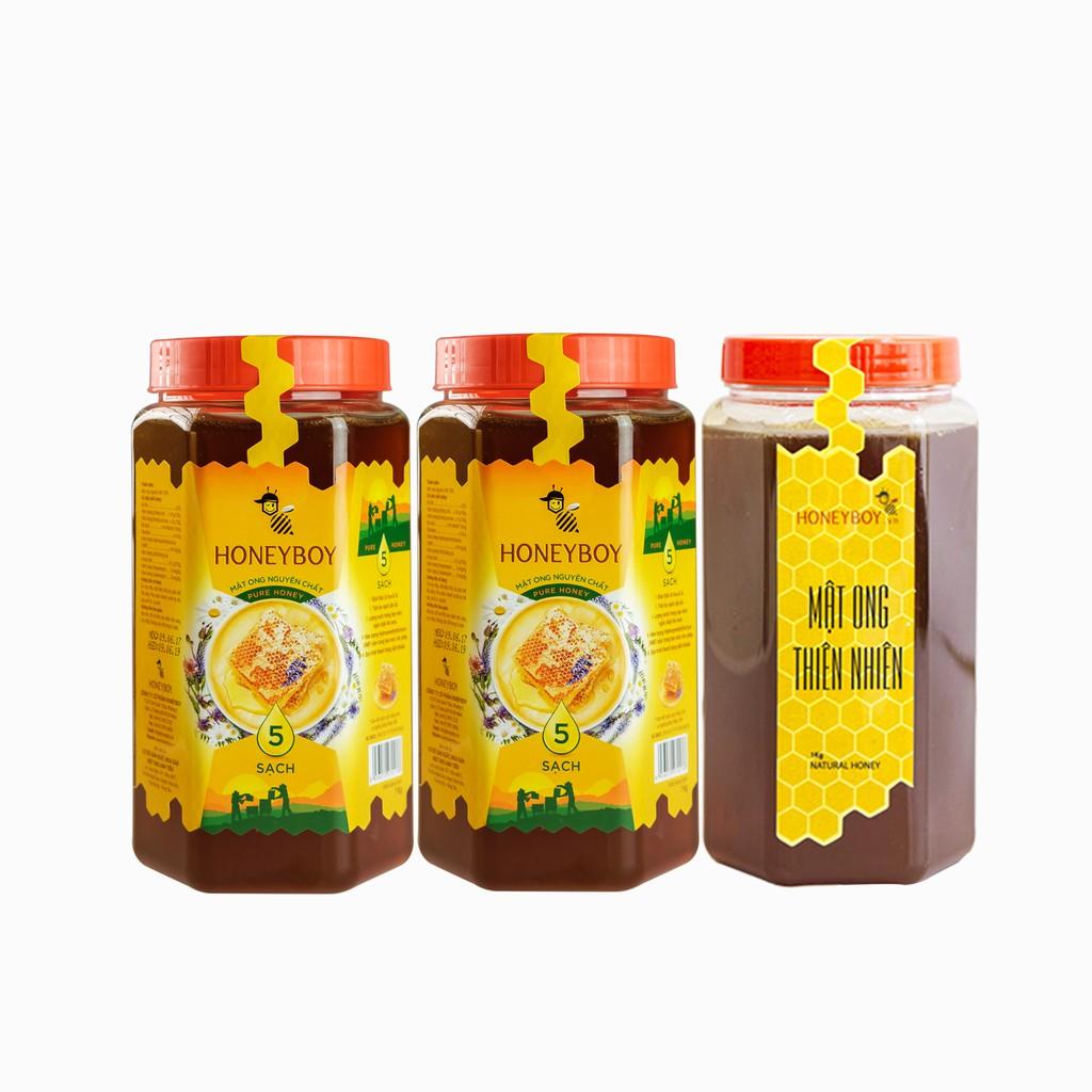 Bộ 2 Mật Ong Thiên Nhiên 5 Sạch Honeyboy 1kg và Mật Ong Thiên Nhiên Honeyboy 1kg