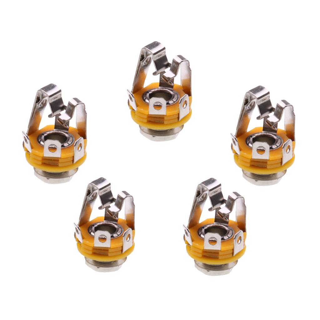 Sunnimix 5X1/4  6.35 Mm Đầu Vào Âm Thanh Stereo Đầu Ra Jack Cắm Ổ Cắm Đàn Guitar Điện Bass