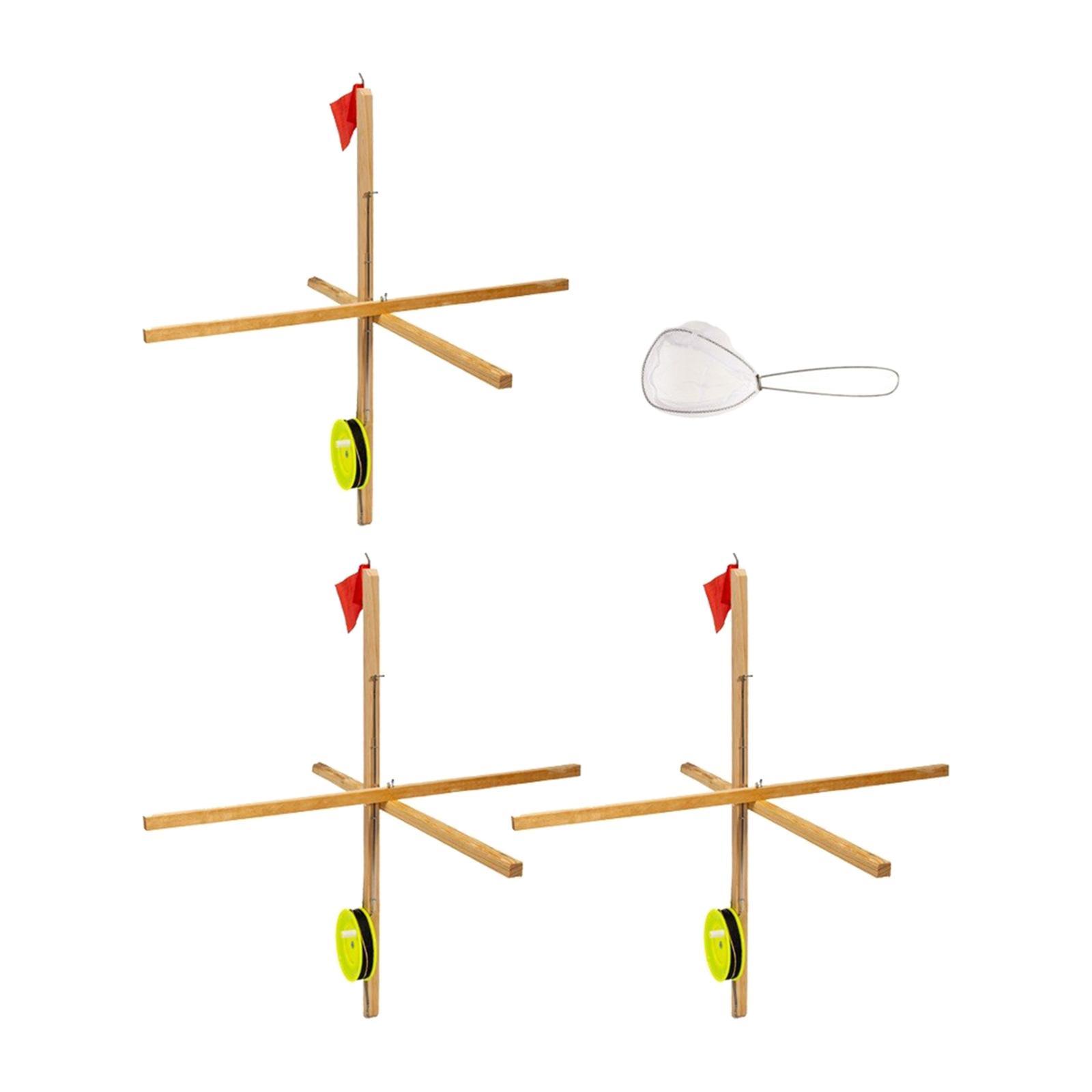 Ice Fishing Tip up Fishing Rod  Collapsible with  and Spoon Net Automatic Fishing Device Portable Fishing Tools Accessories