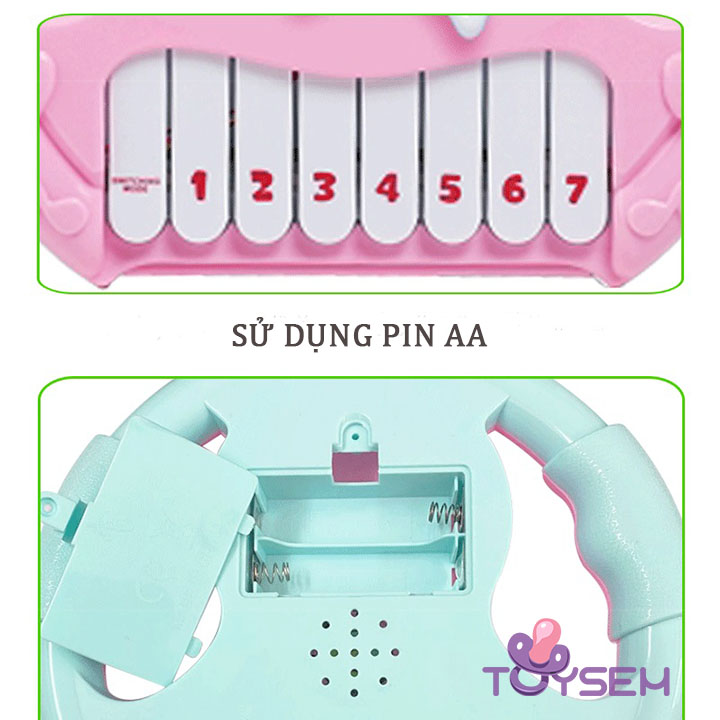 Đồ chơi đàn piano 7 phím cho bé dùng pin có nhạc - Đồ chơi âm nhạc cho bé - Quà tặng sinh nhật cho bé trai, bé gái