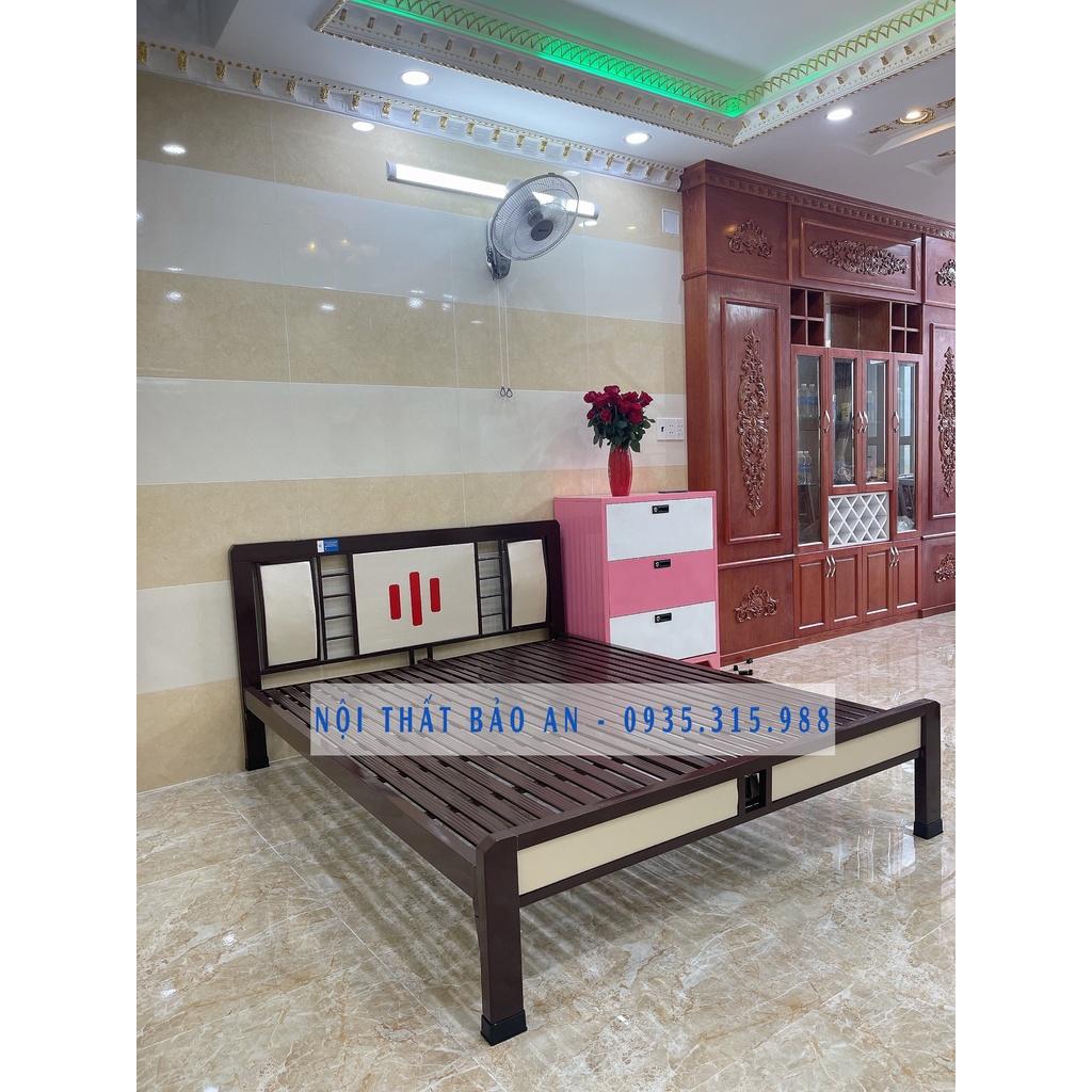 Giường sắt hộp kiểu gỗ BẢO AN 1M4X2M - Mẫu 02