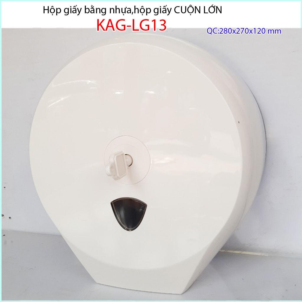 Hộp đựng giấy cuộn lớn KAG-LG13 màu trắng, hộp giấy vệ sinh Roto nhựa trắng tinh sử dụng tốt không lo gỉ séc