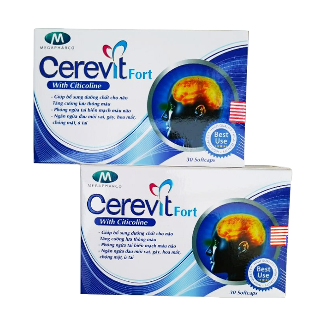 Hoạt Huyết Dưỡng Não Cerevit Fort - Phòng Ngừa Tai Biến Mạch Máu Não - Hết Đau Đầu Hoa Mắt Chóng Mặt Ù Tai - Hộp 30 Viên