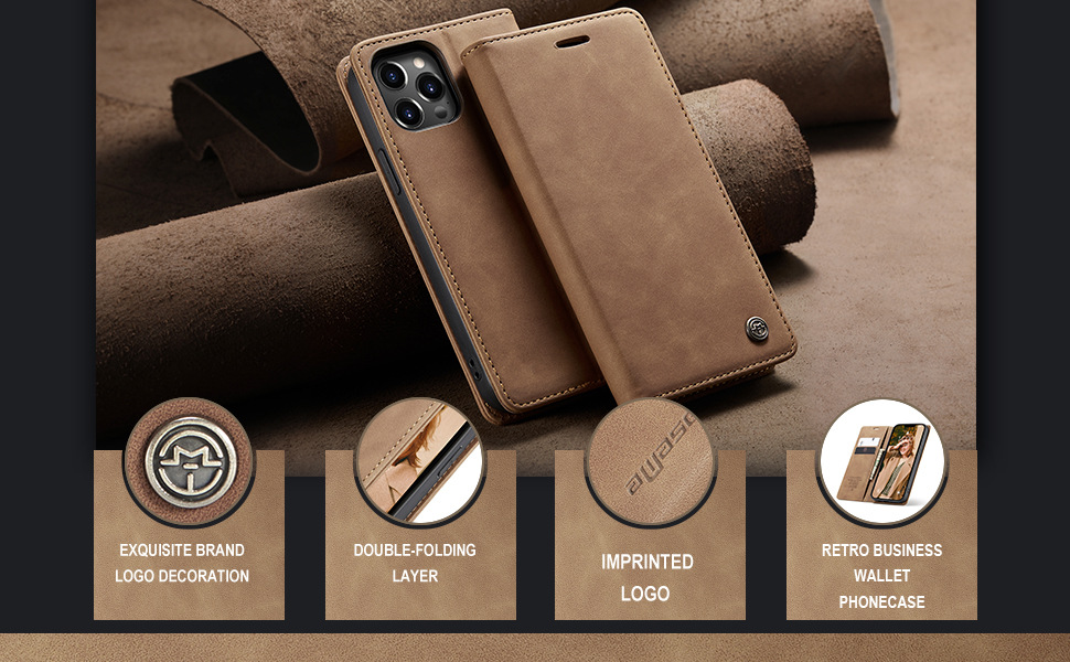 Bao da dành cho iPhone 14 Pro Max dạng ví cao cấp chính hãng Caseme - Hàng Nhập Khẩu