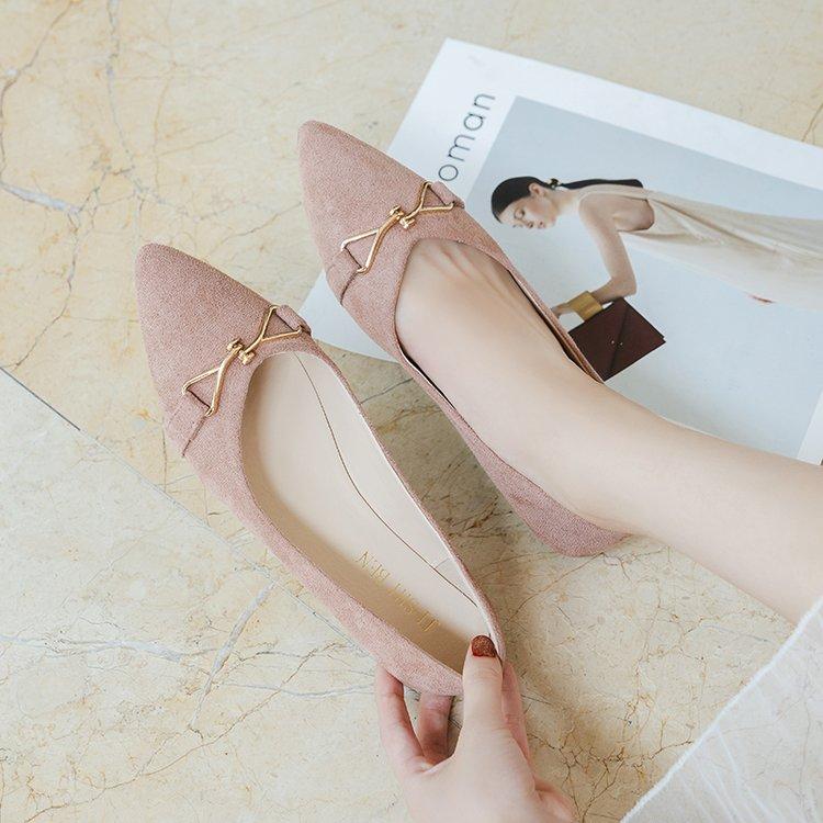 Giày Da Lộn Đế Thấp Mũi Nhọn Thời Trang Thanh Lịch Cho Nữ