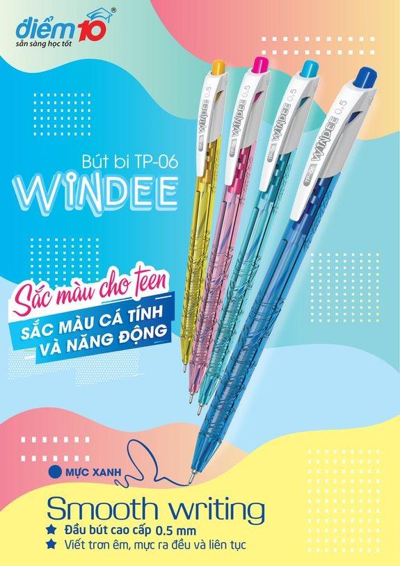 Bộ 6 Bút Bi TP-06 - Mực Xanh (Mẫu Màu Giao Ngẫu Nhiên)