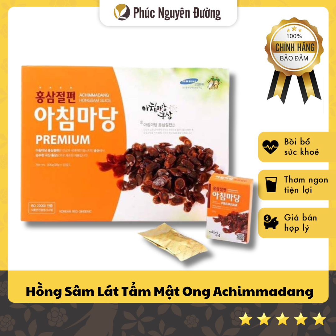 Hồng Sâm Lát Tẩm Mật Ong Achimmadang 200g cho người huyết áp thấp, giúp giảm mệt mỏi, ổn định huyết áp, tăng cường đề kháng