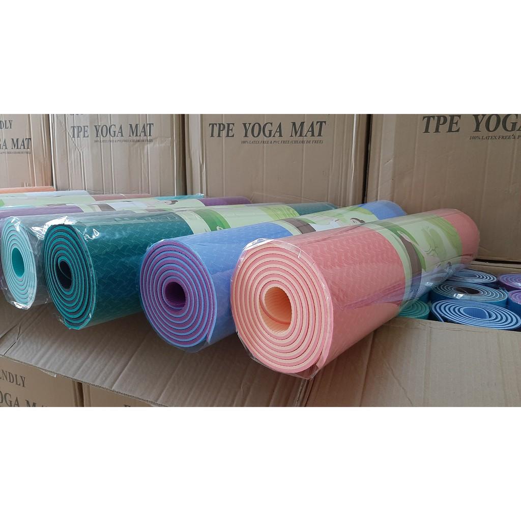 Thảm tập yoga gym 2 lớp TPE dày 6mm, không mùi, chống trơn trượt