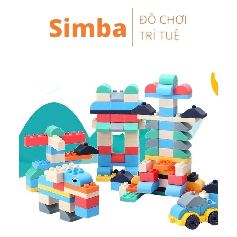 Lắp ghép nhựa dẻo 60-90 chi tiết an toàn kích thước lớn đồ chơi phát triển tư duy cho bé từ 2 tuổi