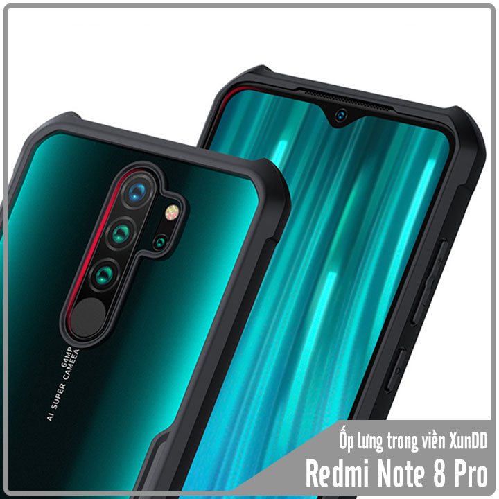 Ốp lưng chống sốc cho Xiaomi Redmi Note 8 Pro, mặt lưng trong viền nhựa TPU dẻo màu XUNDD