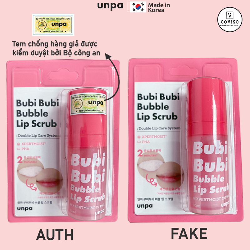 Combo tẩy tế bào chết và tinh chất dưỡng môi Unpa cho môi mềm mại và căng mọng Unpa Bubi Bubi Lip Scrub 10ml + Bubi Bubi Lip Ampoule 3,8g