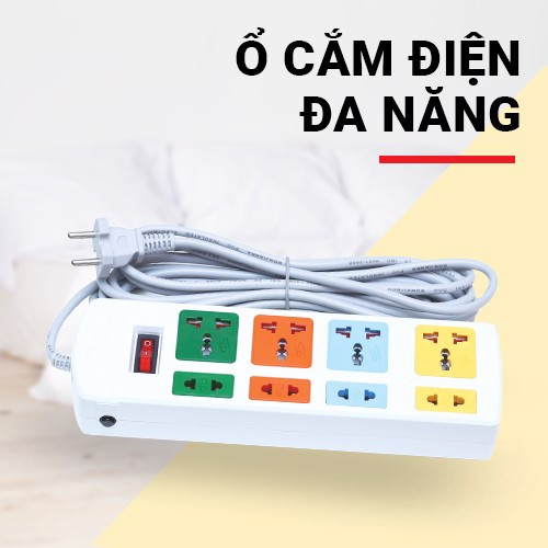 Ổ cắm điện đa năng Honjianda HJD-0448B -13A dây 3 mét hàng chính hãng màu ngẫu nhiên