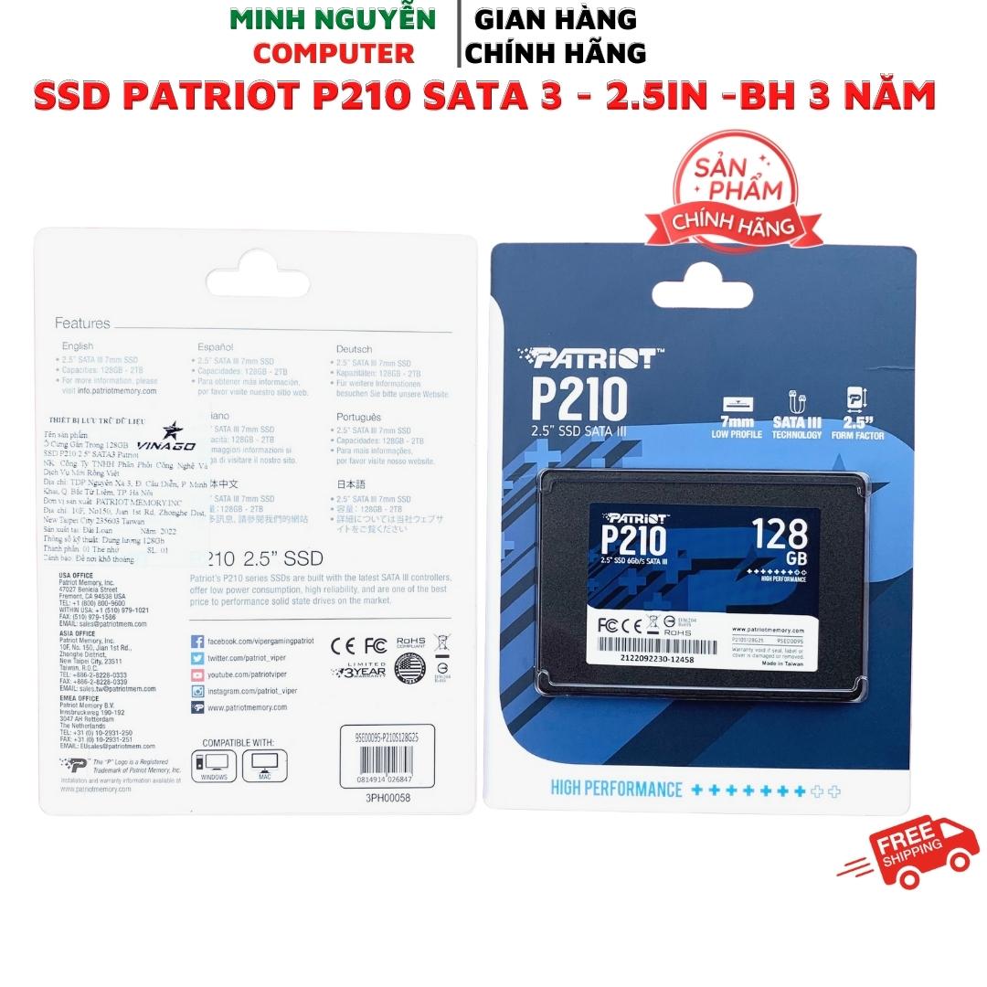 Ổ Cứng SSD 128GB, 256GB, 512GB PATRIOT P210 SATA 3 - 2.5INCH - New 100% - Hàng Chính Hãng