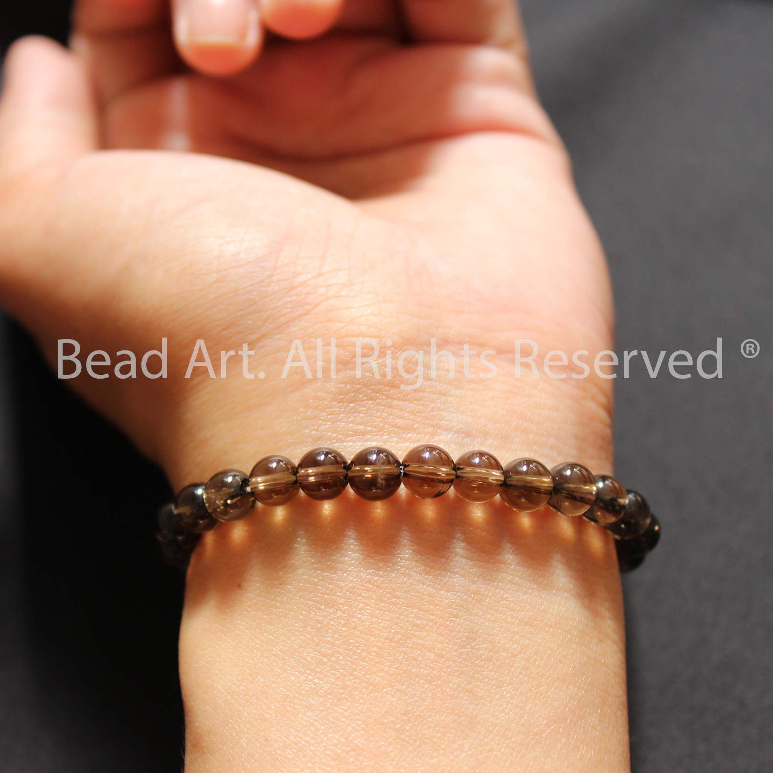 Vòng Tay 6MM Đá Thạch Anh Khói Nâu, Smoky Quartz Tự Nhiên, Mệnh Thuỷ, Kim, Đá Phối Vòng Tay Phong Thuỷ, Chuỗi Hạt - Bead Art