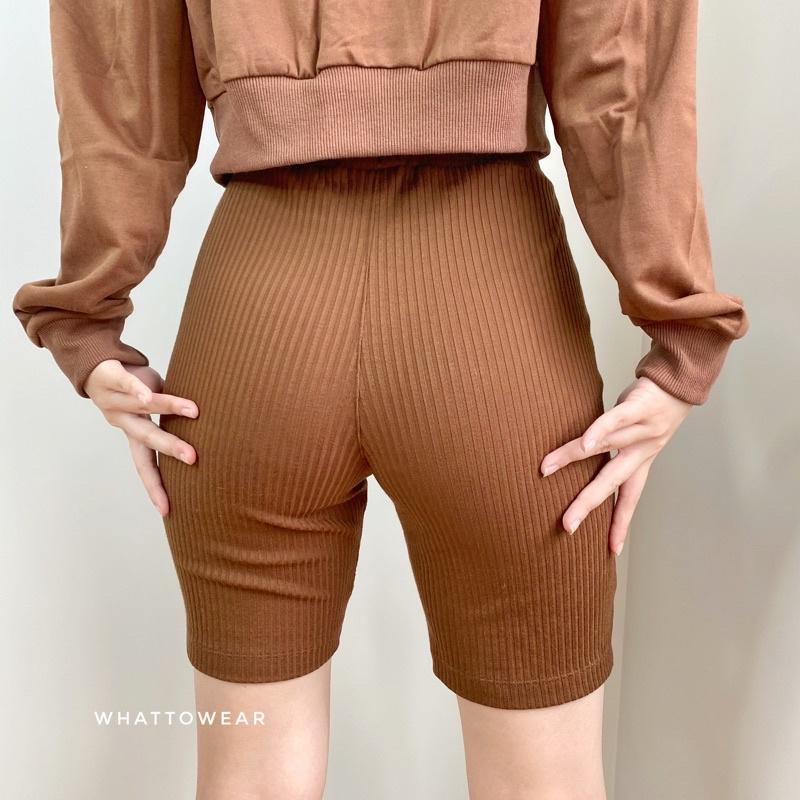 Quần biker short lưng cao thun gân dày giãn tốt cao cấp - by Whattowear