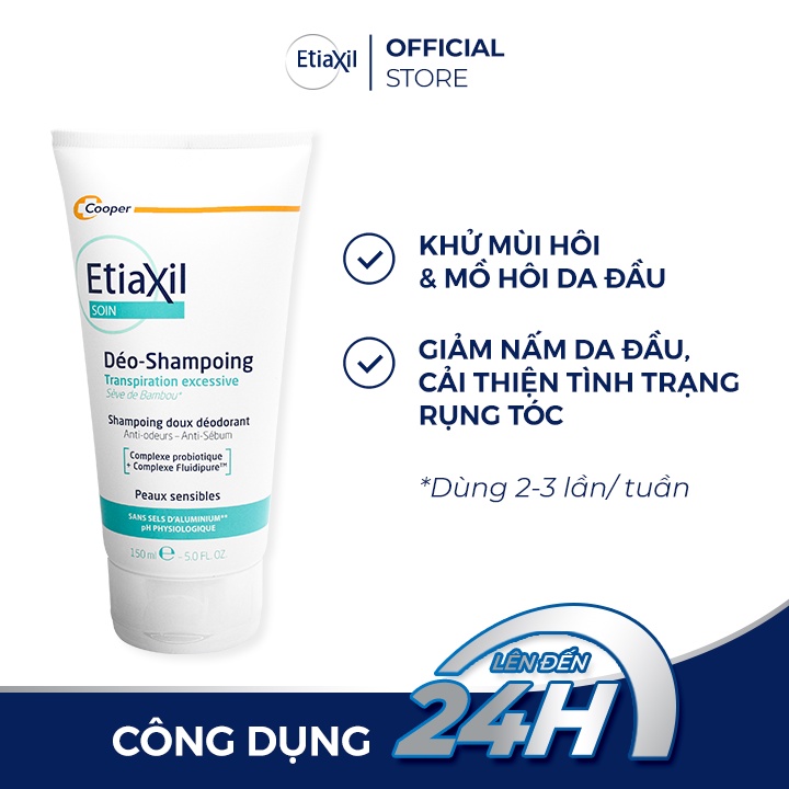 Dầu Gội Sạch Nhờn Etiaxil Deo-Shampooing 24H 150ml + Tặng Kèm 1 Băng Đô Tai Mèo xinh xắn (Màu Ngẫu Nhiên)