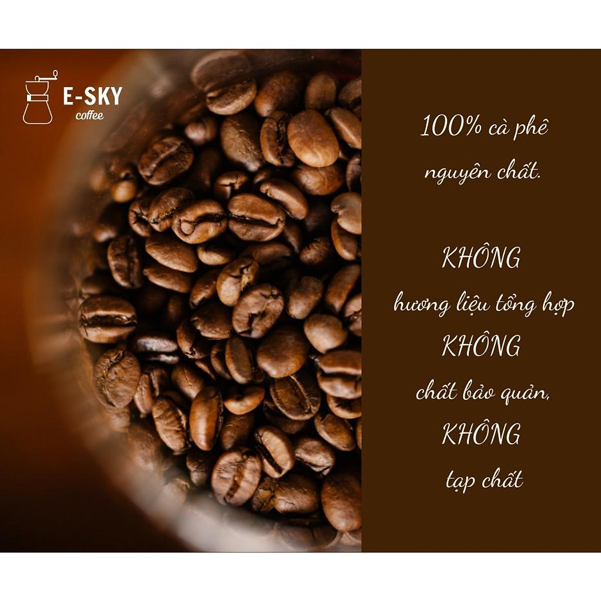 Cà Phê Rang Xay Nguyên Chất Robusta Honey E-SKY Coffee Cafe Pha Phin Pha Máy Cold Brew 250g-500g