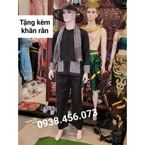 (Kèm khăn rằn) Bà Ba Nam Đen phối sọc Caro vải Kate đẹp mắt, mát mẻ, ít nhăn, thấm mồ hôi tốt