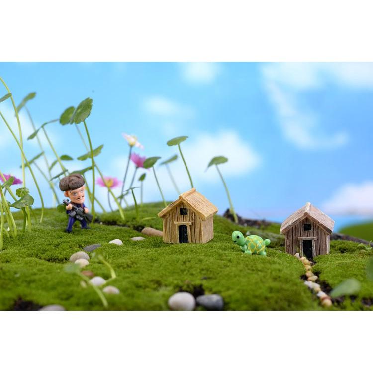 Tiểu cảnh mini ️ Mô hình ngôi nhà giả gỗ trang trí tiểu cảnh sen đá, sân vườn, bể cá, bể terrarium