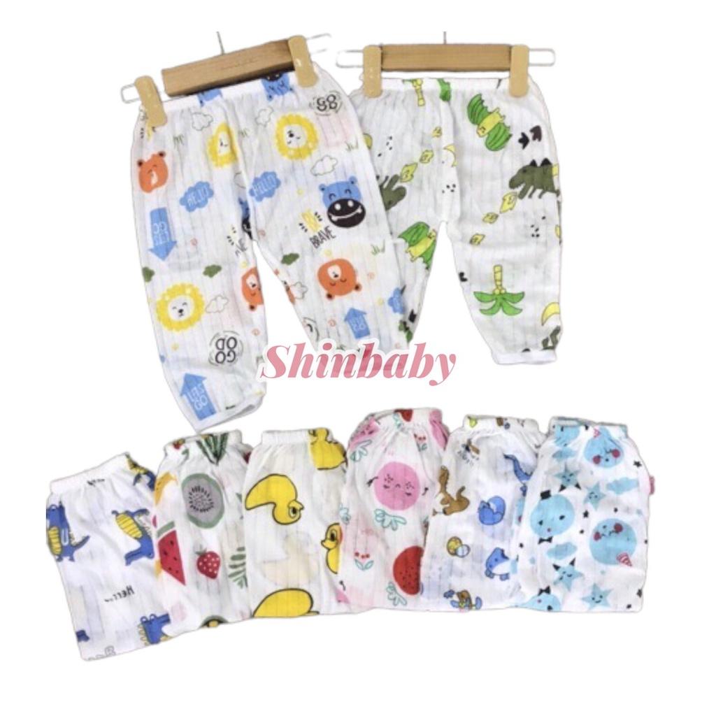 Set 5 quần dài cotton giấy mỏng mát cho bé với nhiều họa tiết đáng yêu