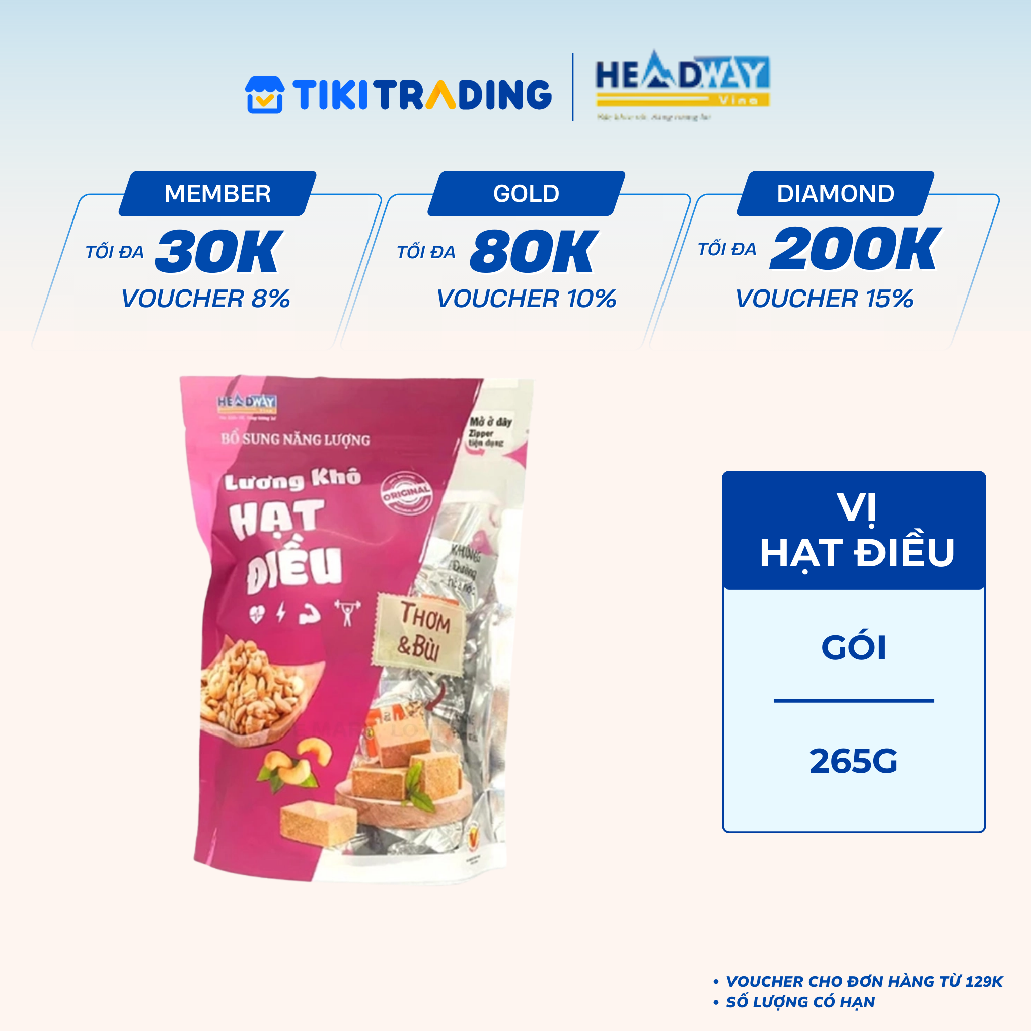 Lương Khô Headway Vị Hạt Điều Gói 250G