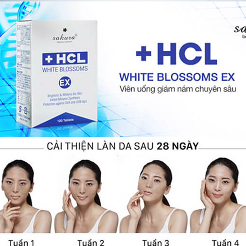 Viên uống giảm nám chuyên sâu Sakura White Blossoms HCL Ex 120 viên