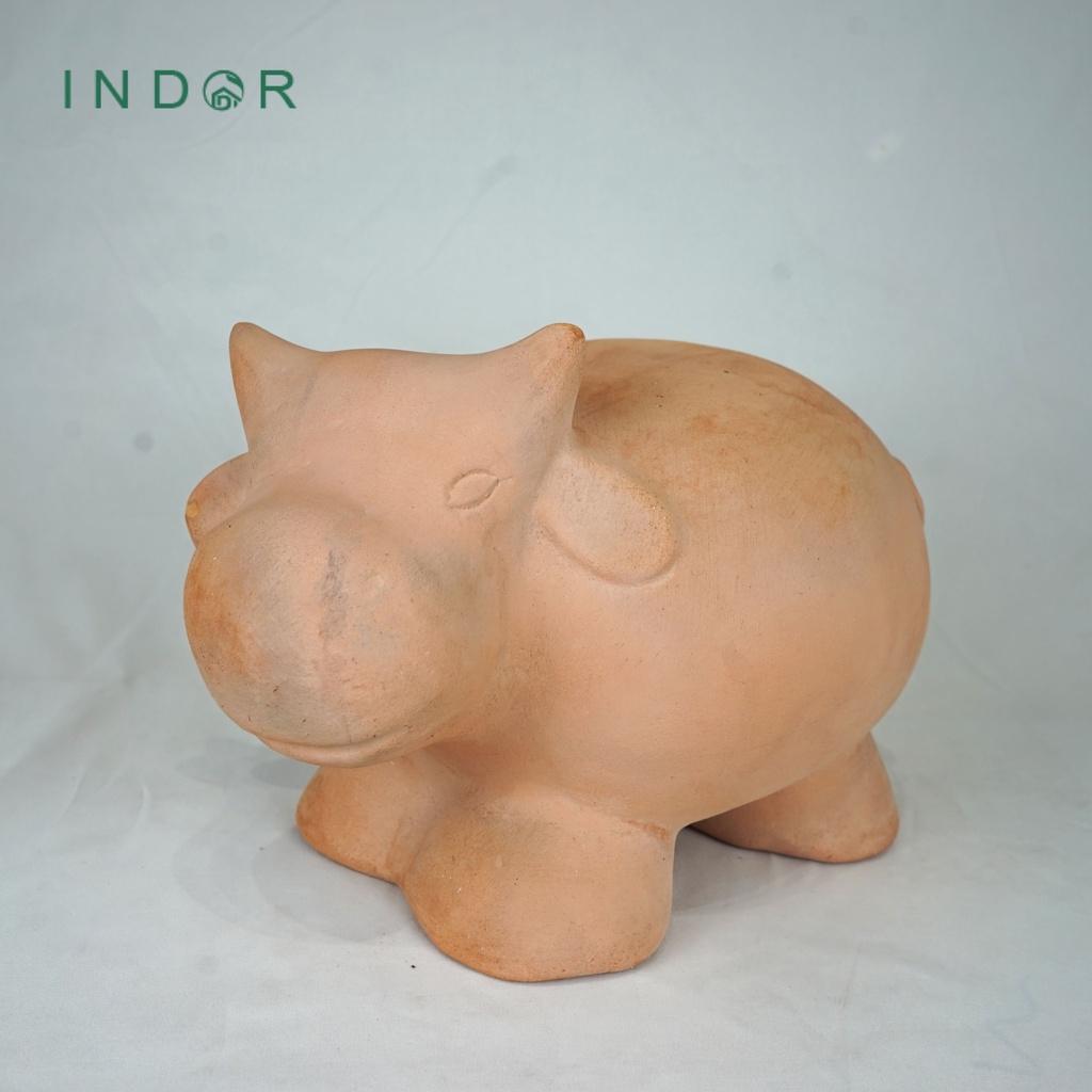 Tượng chú bò nhìn nghiêng chất liệu đất nung terracotta Tượng decor Noel Tượng trang trí nội ngoại thất