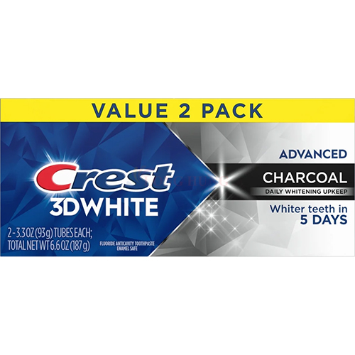 Combo kem đánh răng Crest 3D White Advanced Charcoal (93g x 2) - Hàng chính hãng