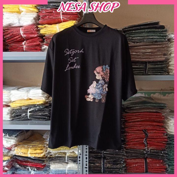 Áo thun nam nữ form rộng, Áo phông tay lỡ, chất liệu thun Thái co giãn, áo unisex hình Cô Gái dưới 65kg, NeSa Shop
