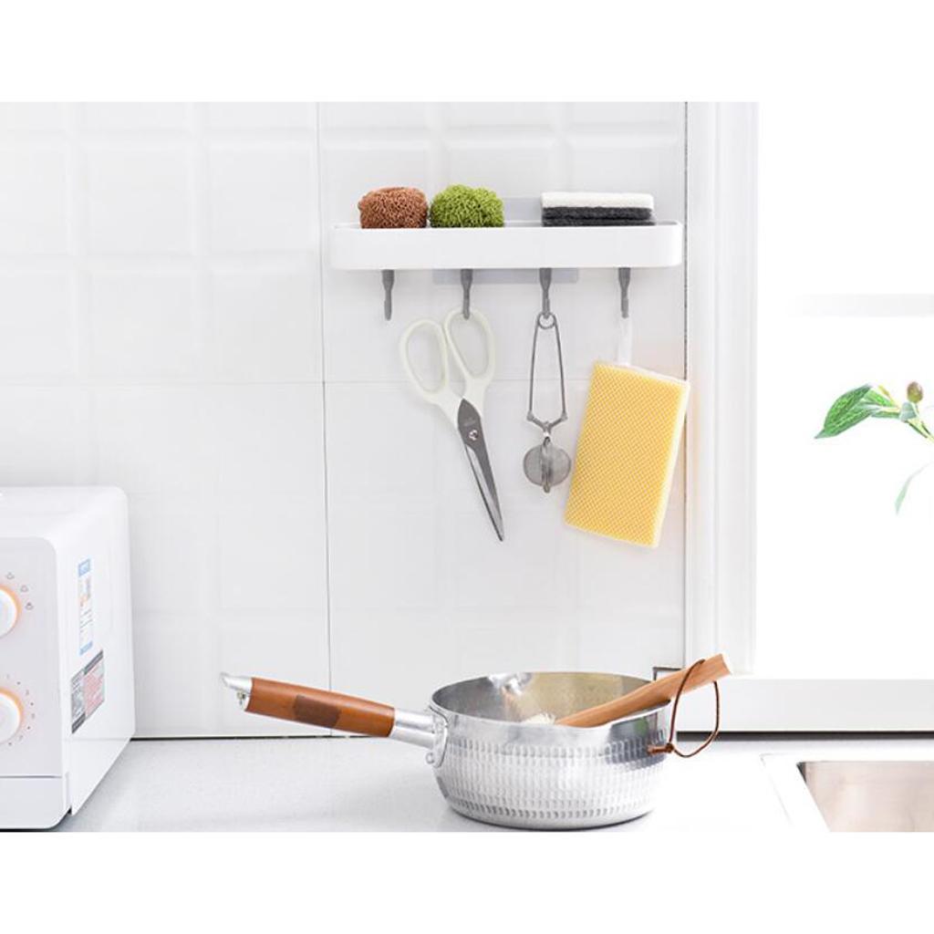 Strong Adhesive Soap Dish with Hooks, Wall Mount for Bathroom Kitchen