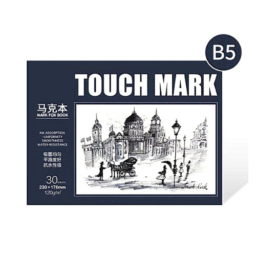 Combo 2 Sổ vẽ, viết Touch Mark chuyên dụng dành cho mỹ thuật dùng để vẽ màu nước, chì, màu bộ kích thước a5, 100% bột giấy ECF