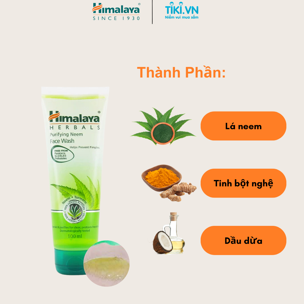 Sữa Rửa Mặt Neem Ngừa Mụn Trứng Cá Himalaya Herbals