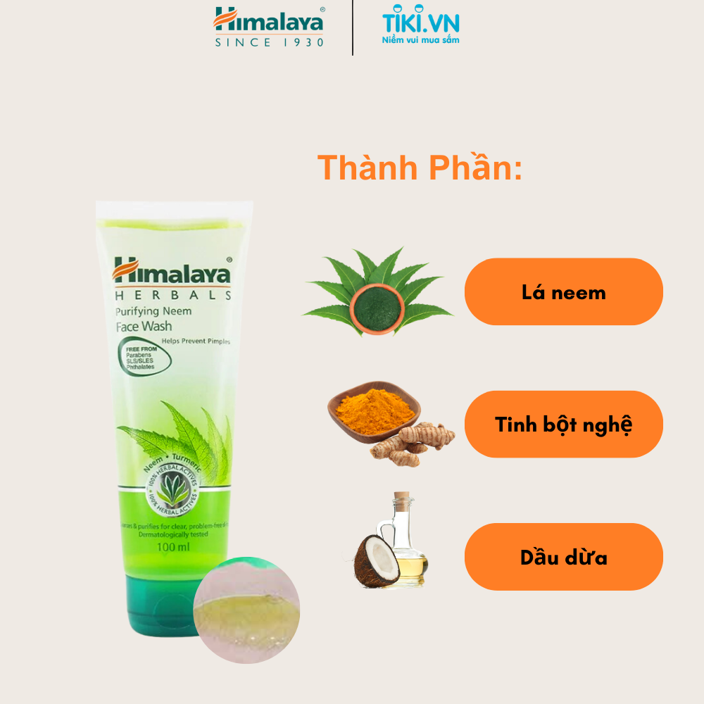 Sữa Rửa Mặt Neem Ngừa Mụn Trứng Cá Himalaya Herbals (100ml)