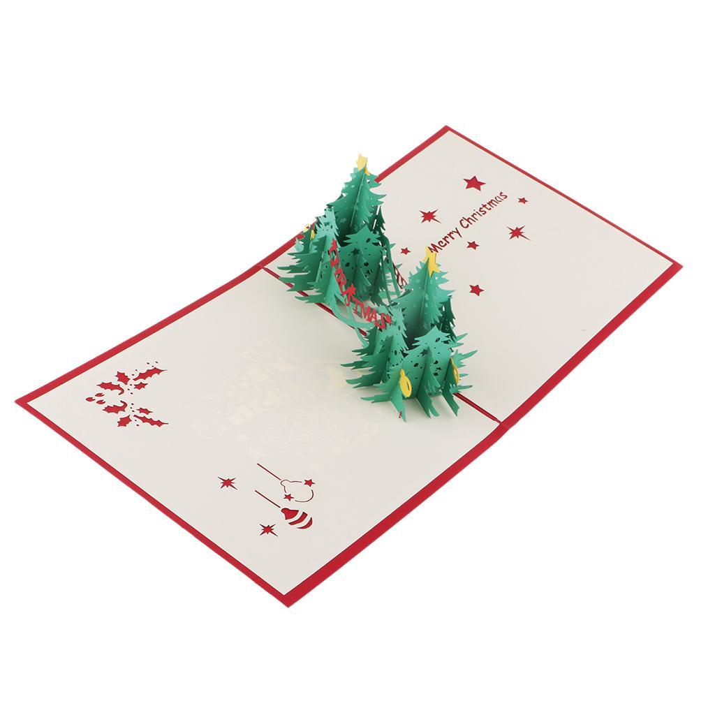 Christmas Tree Greeting Cards Paper 3D Handmade Holiday Happy Birthday Cards