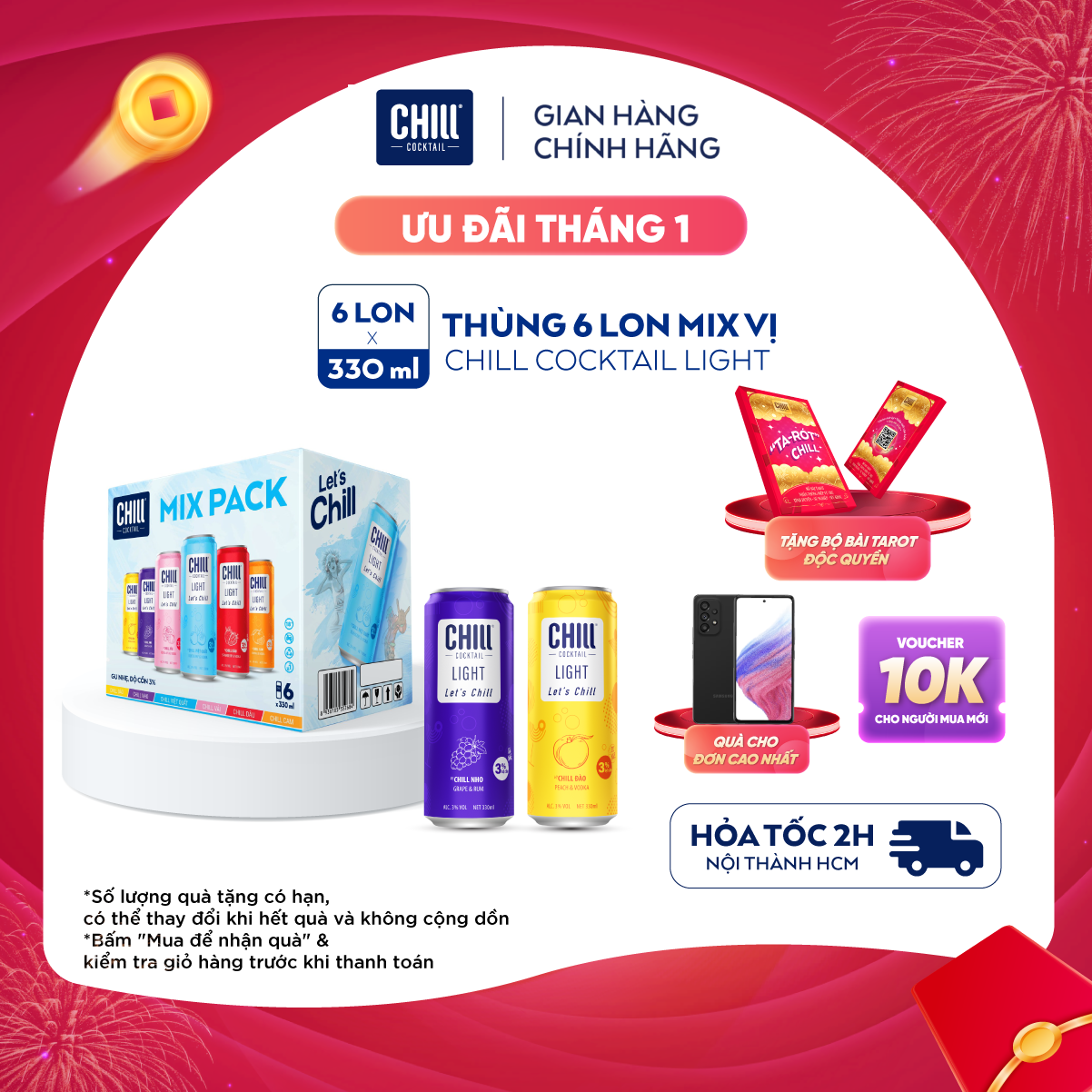 Thùng 6 lon Chill Cocktail mix vị 330ml/lon