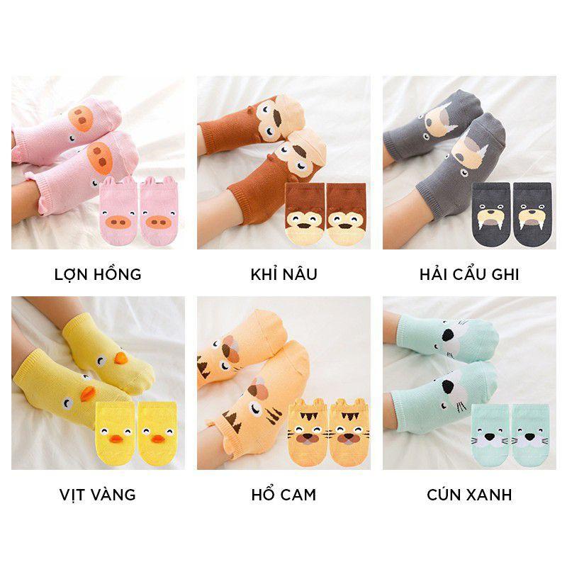 Combo 5 Tất cho bé sơ sinh hình thú đáng yêu chống trượt.