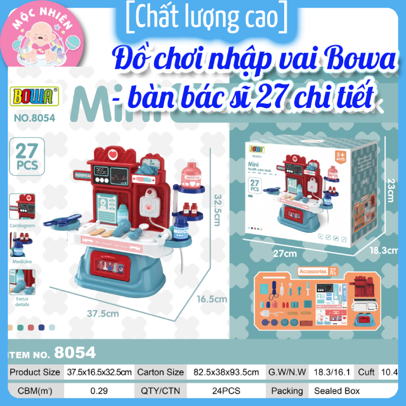 Đồ chơi nhập vai Bowa 8054 - Bàn bác sỹ 27 chi tiết