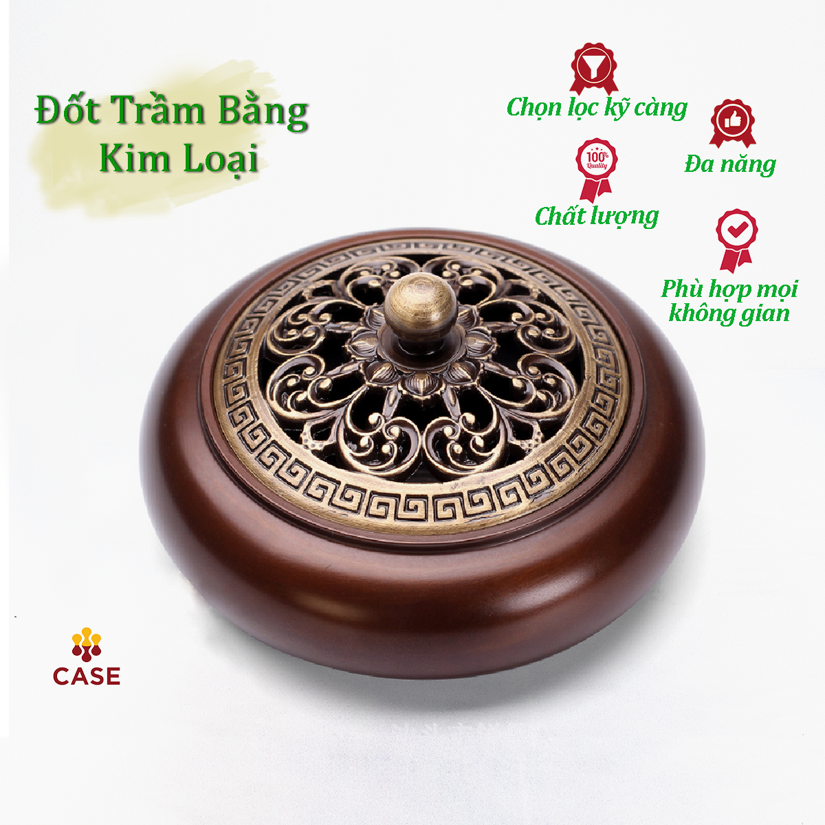 Lư Đốt Trầm Hương, Lư Hương Xông Trầm Bằng Đồng Nhỏ Gọn Sang Trọng KL01