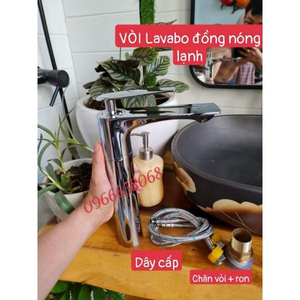 Vòi lavabo nóng lạnh đồng mạ crome 30cm