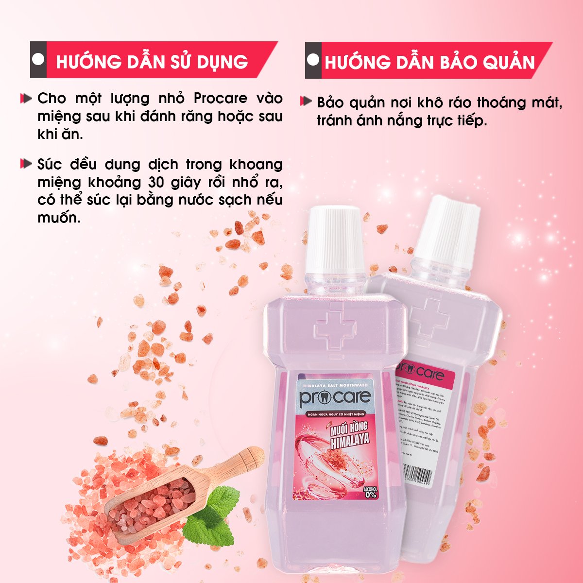 Nước súc miệng Procare muối hồng Himalaya (500ml)