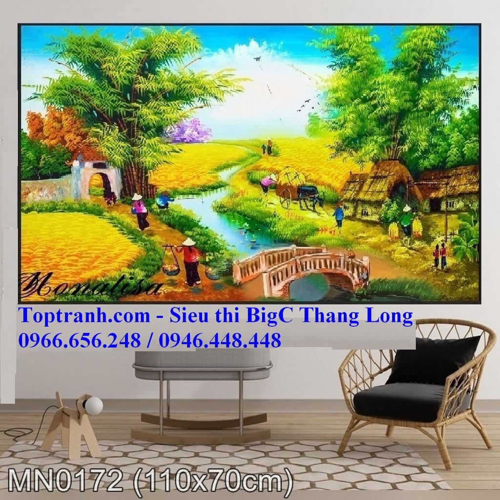 Tranh thêu chữ thập cánh đồng lúa vàng mùa gặt MN0172 thêu kín, chưa thêu