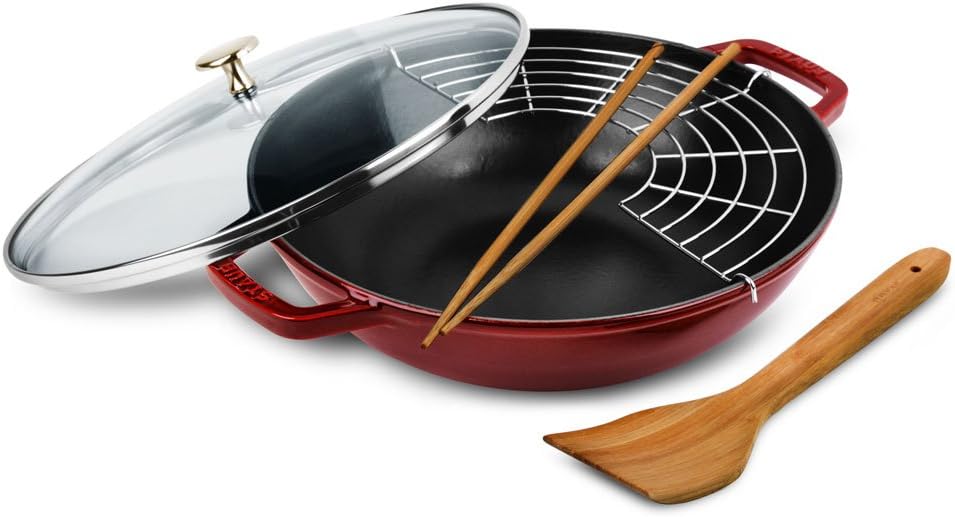 Chảo gang Wok Staub Wok CHE 30cm hàng chính hãng