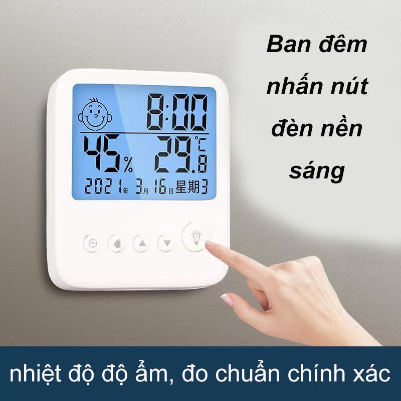 Nhiệt Ẩm Kế Điện Tử Đo Độ Ẩm, Máy Đo Nhiệt Độ, Theo Dõi Độ Ẩm Đồng Hồ Phòng Ngủ Cho Bé, Tặng Kèm Pin